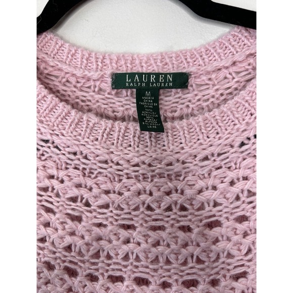 Lauren Ralph Lauren Sweater Womens Pink Alpaca Blend Chunky Knit Size Medium - Picture 2 of 8